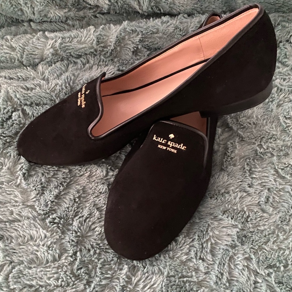 Kate Spade Black Suede Loafers